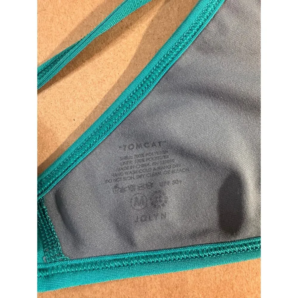 JOLYN Tomcat Top Andy Bottom Bikini Set Teal Blue Size Medium M